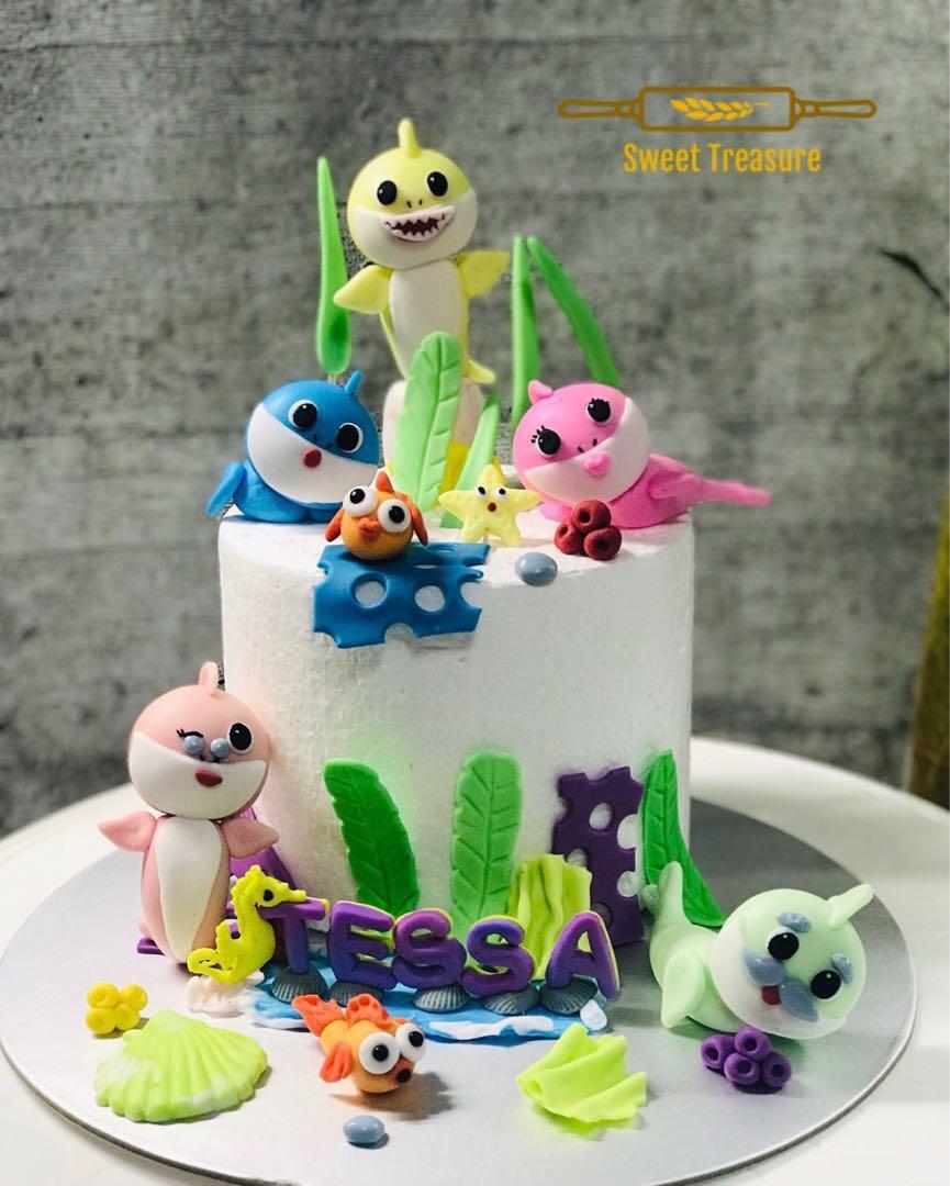 Edible Baby Sharks Topper For Cake Food Drinks Baked Goods On
