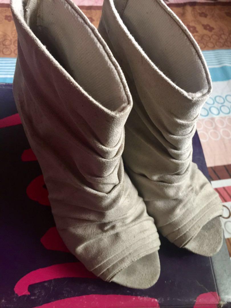 Grey discount booties payless