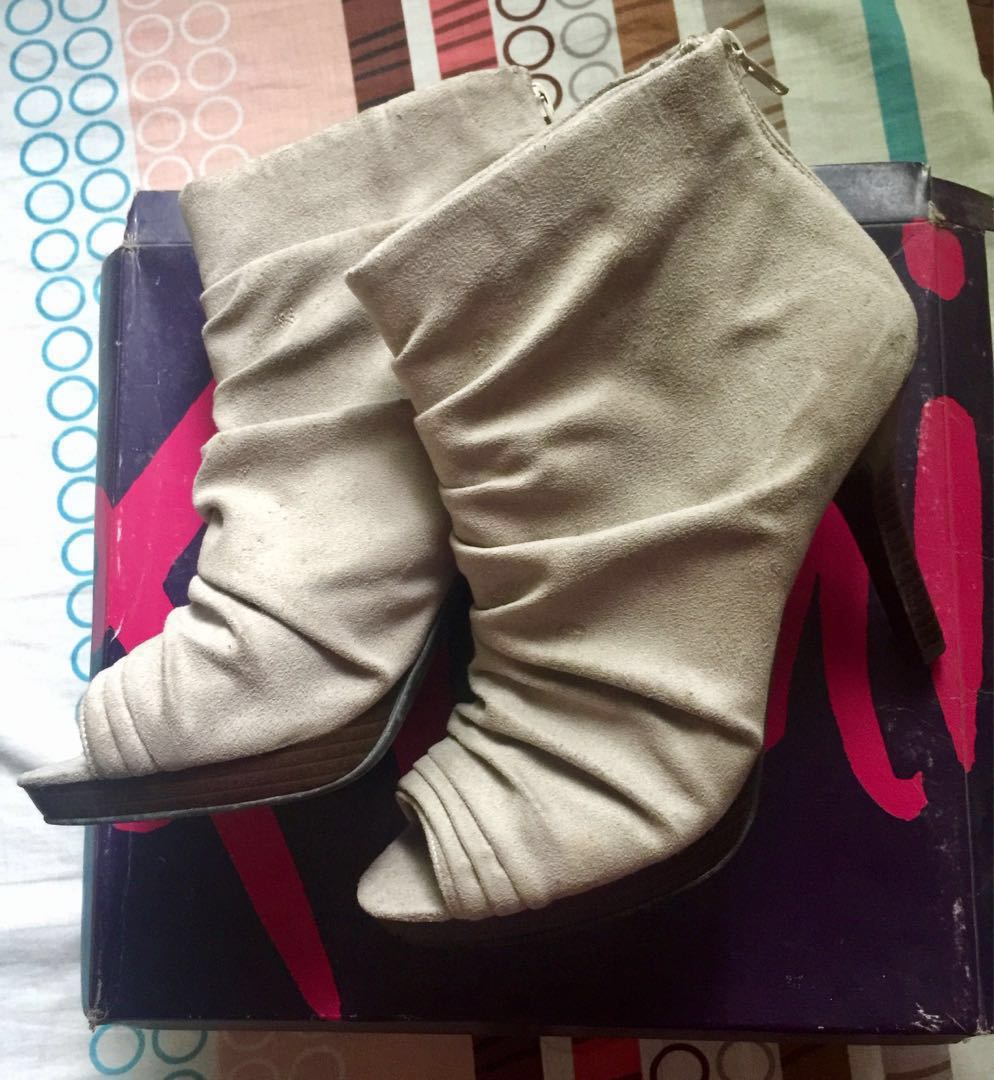 Gray Peeptoe High heeled Ankle Boots by Fioni from Payless Women s Fashion Footwear Boots on Carousell