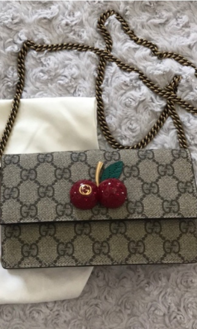 gg supreme mini bag with cherries