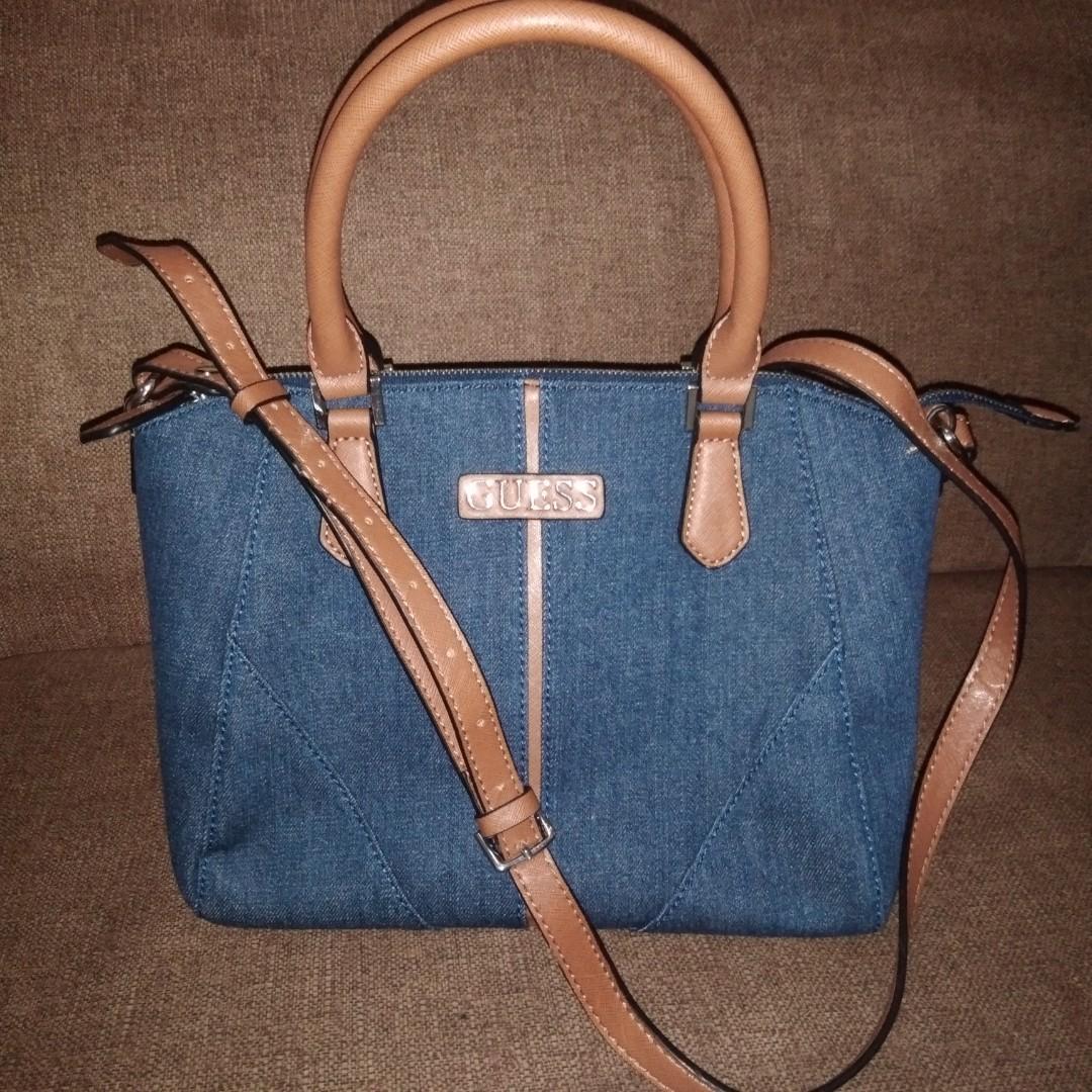 guess blue denim handbags