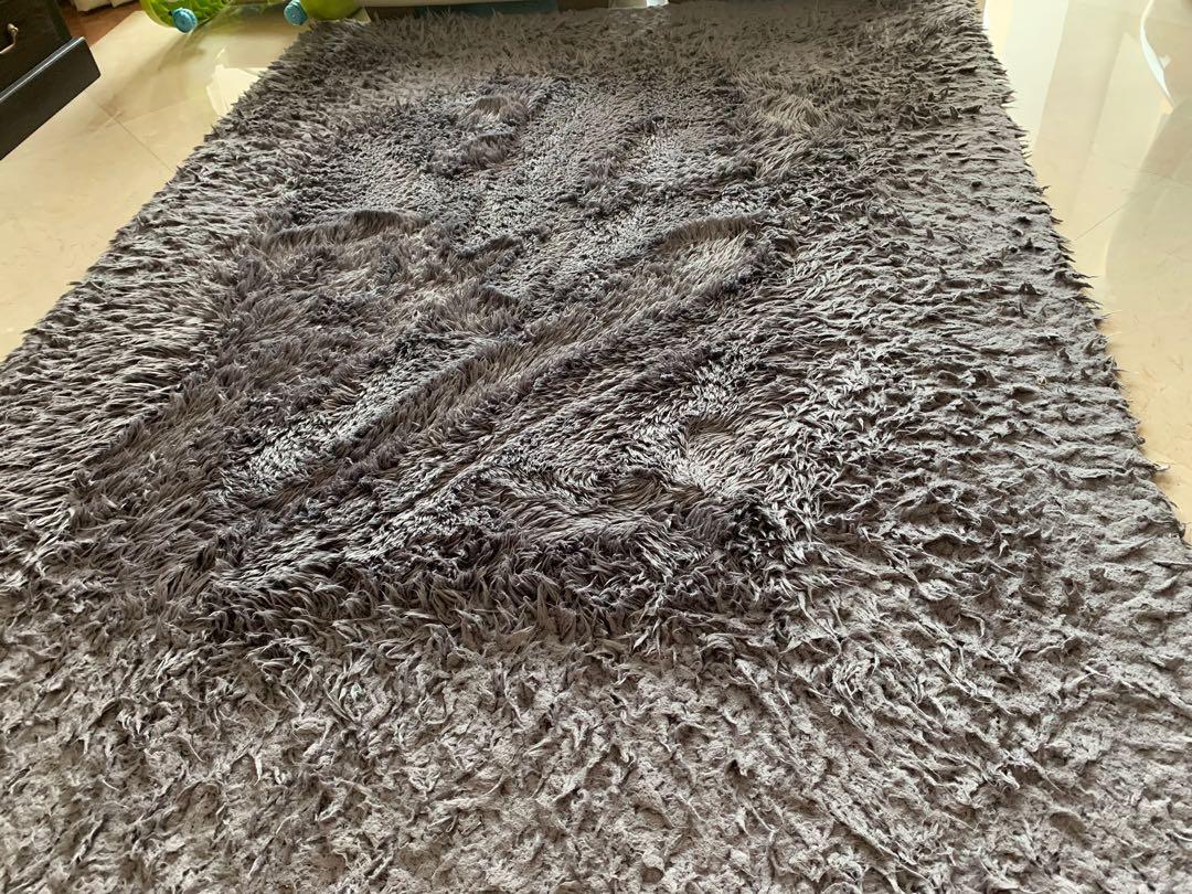 Harvey Norman Shaggy Rug Grey, Furniture & Home Living, Home Decor