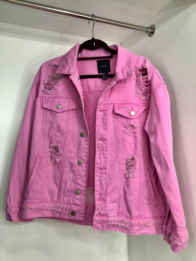 ripped pink denim jacket