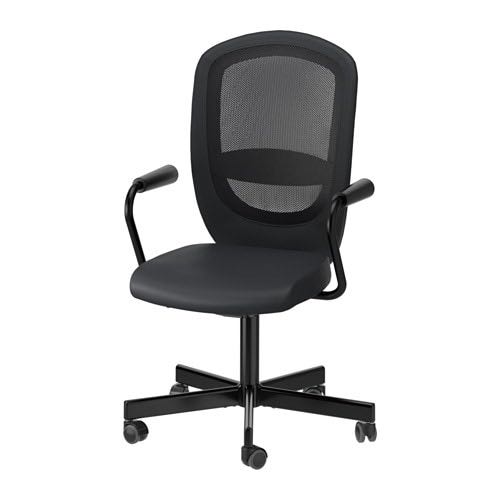 IKEA VILGOT Office chair with armrests, black, Furniture & Home Living