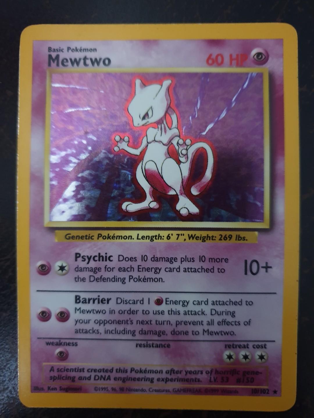 Pokemon Card Mewtwo (Holo) 1999 Base Set 1 (10/102)