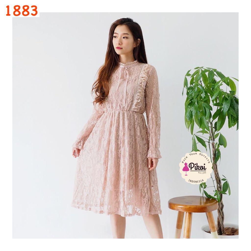 Gaun Pesta Ala Korea Belakang Panjang / Gaun midi dengan model lipat