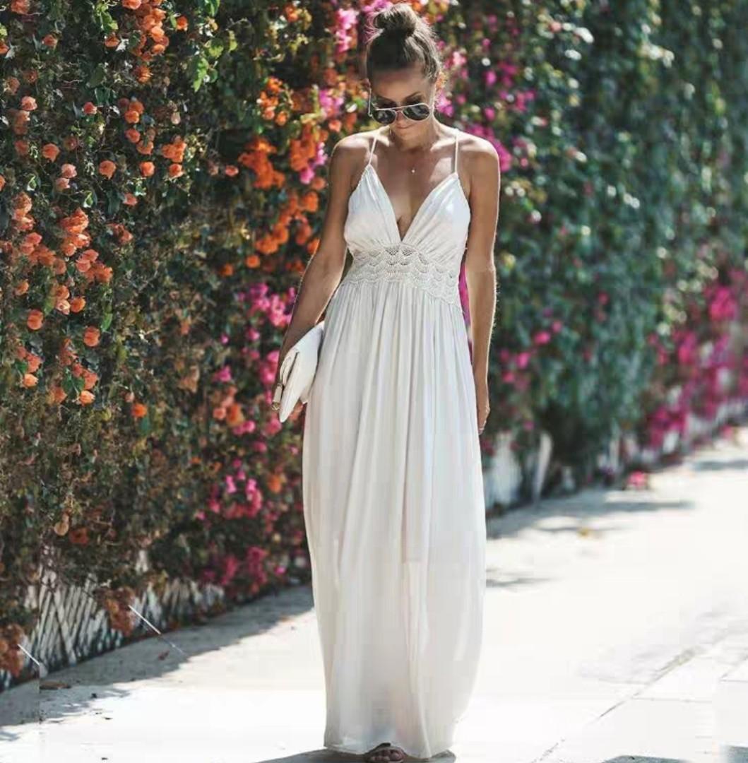 white goddess maxi dress