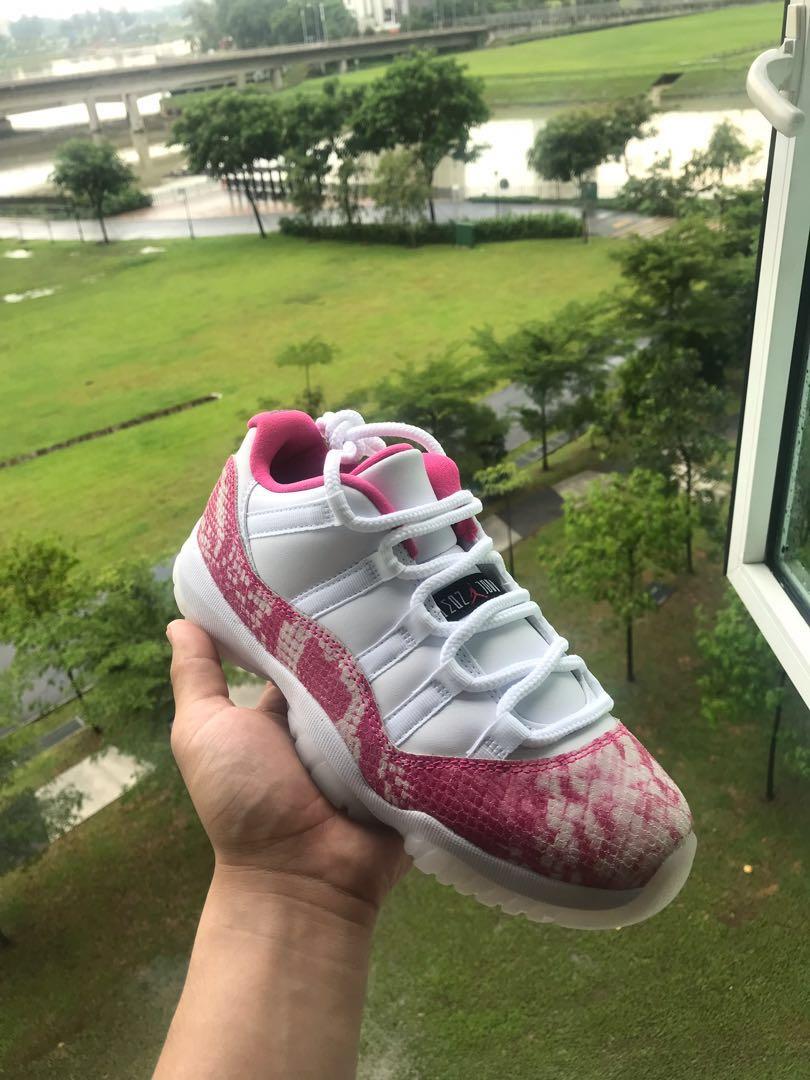 Jordan 11 pink snakeskin on new arrivals feet