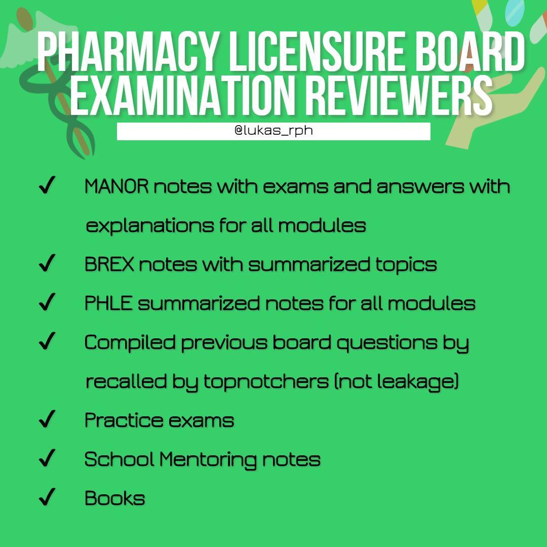 PHARMACY BOARD EXAM COMPLETE REVIEWERS for only 150 pesos!!!, Hobbies