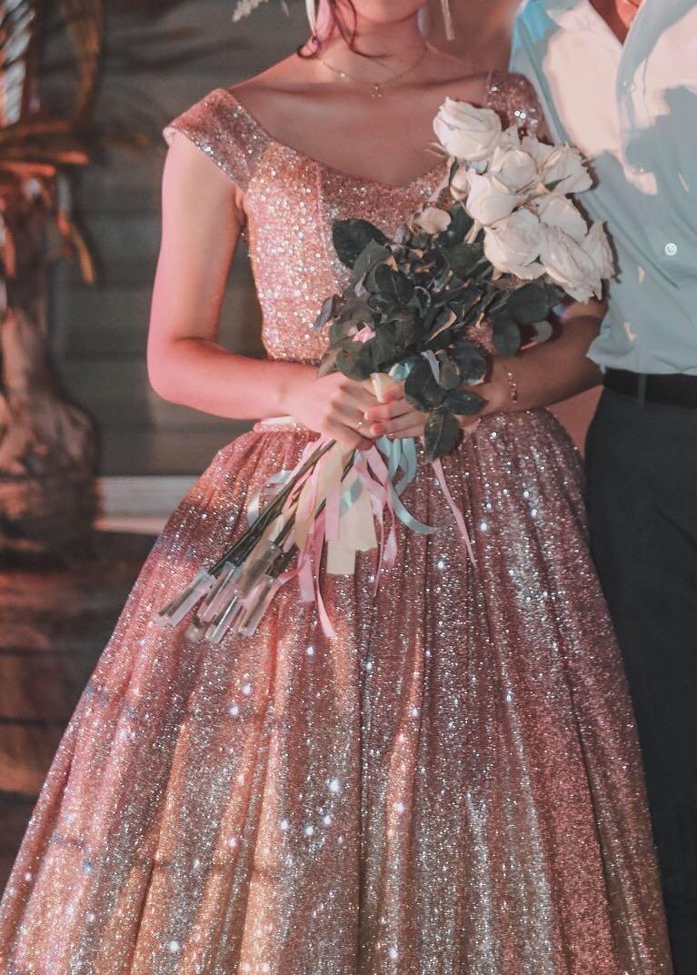 ombre rose gold dress