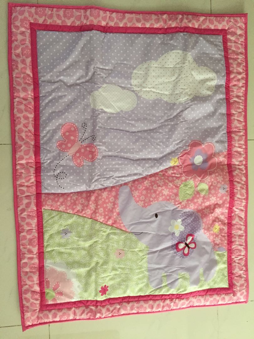 pink and grey cot bedding