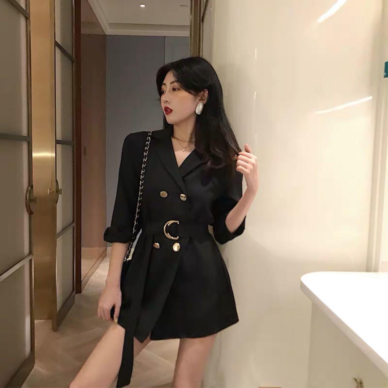 black blazer and dress