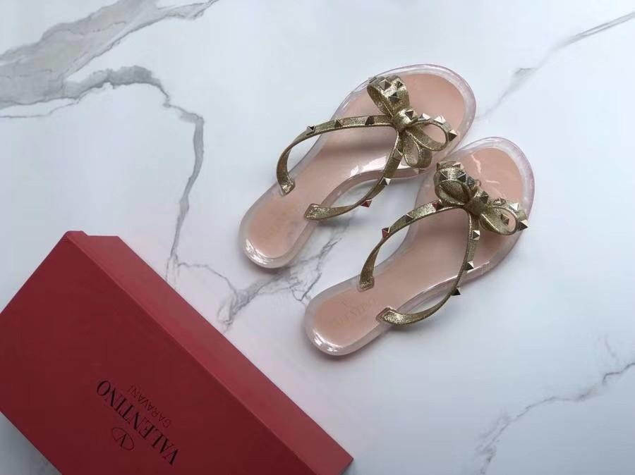 silver valentino flip flops