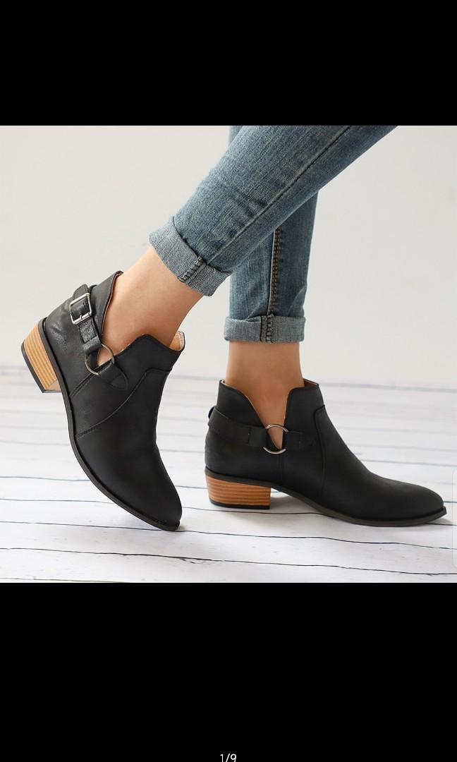 v cut out ankle boots