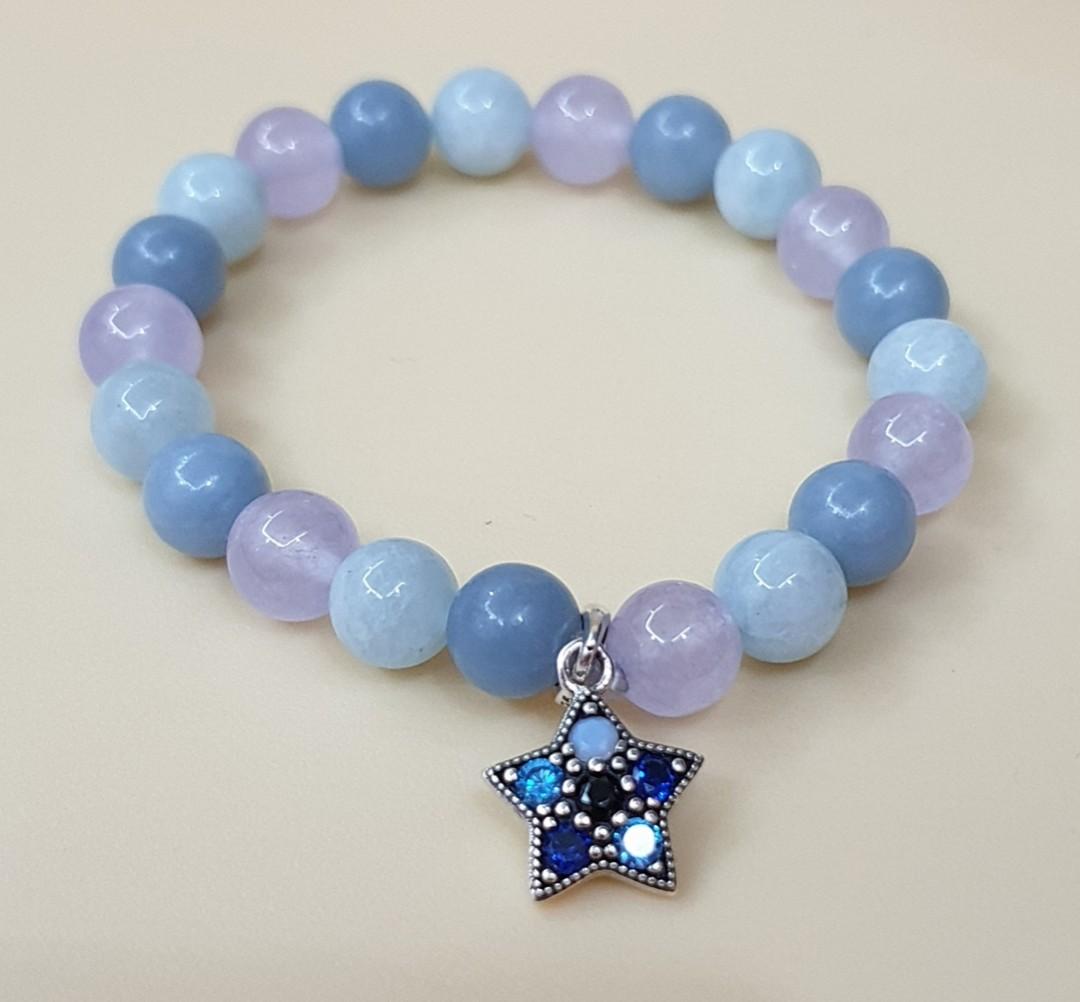 Aquamarine Angelite Purple Chalcedony with 100 Genuine 925