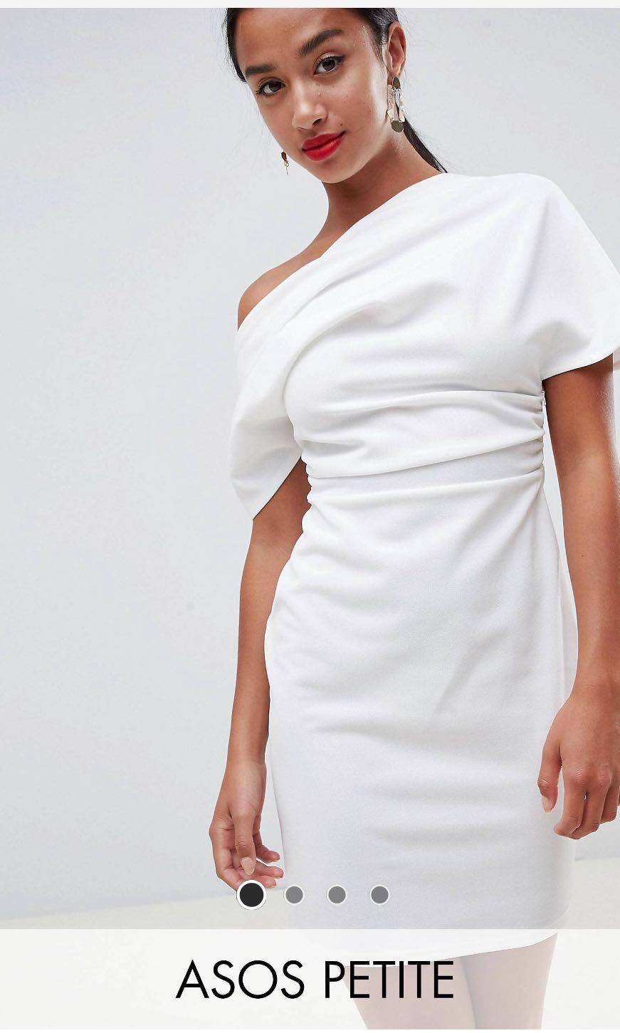 pleated shoulder pencil dress