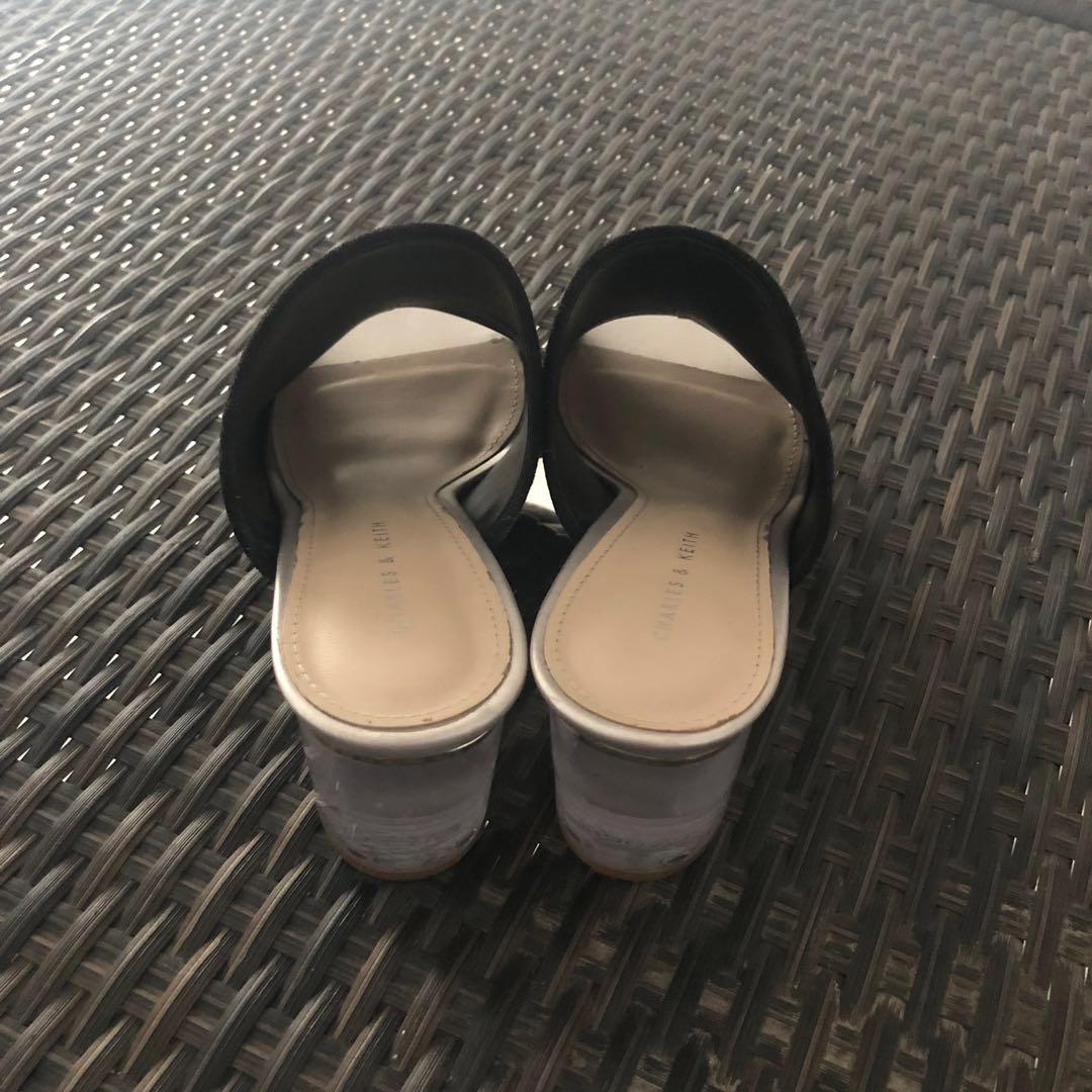 Charles keith glass heels black