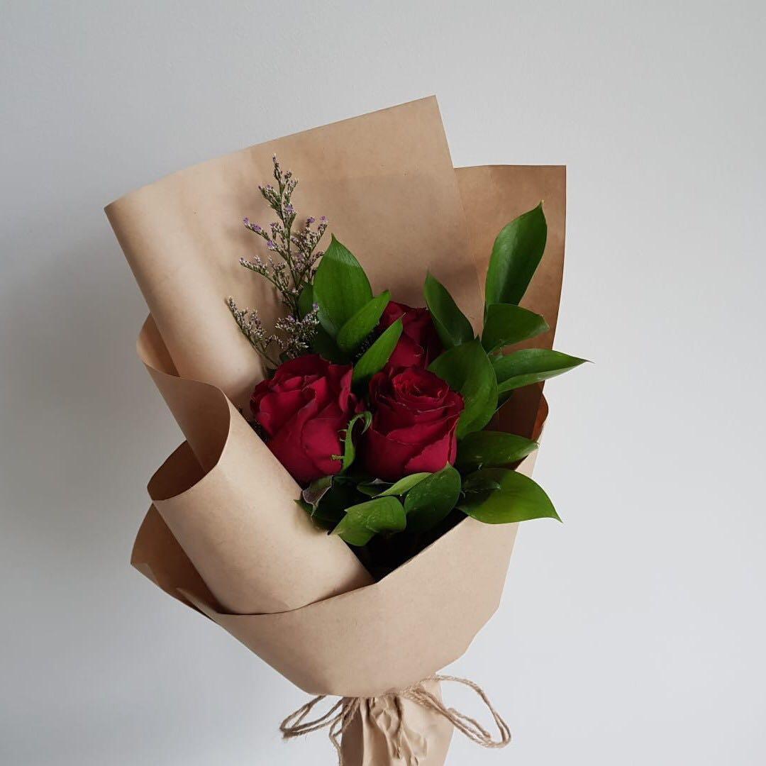 Cheap Af Out Of Stock 10 Only 3 Stalk Red Rose Bouquet In A Grandiose Wrapping Gardening Flowers Bouquets On Carousell