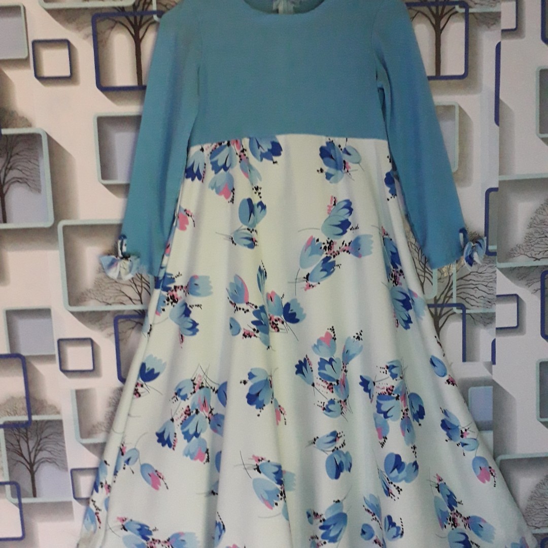 Gamis Anak Warna Biru Fesyen Wanita Muslim Fashion Gaun Di Carousell