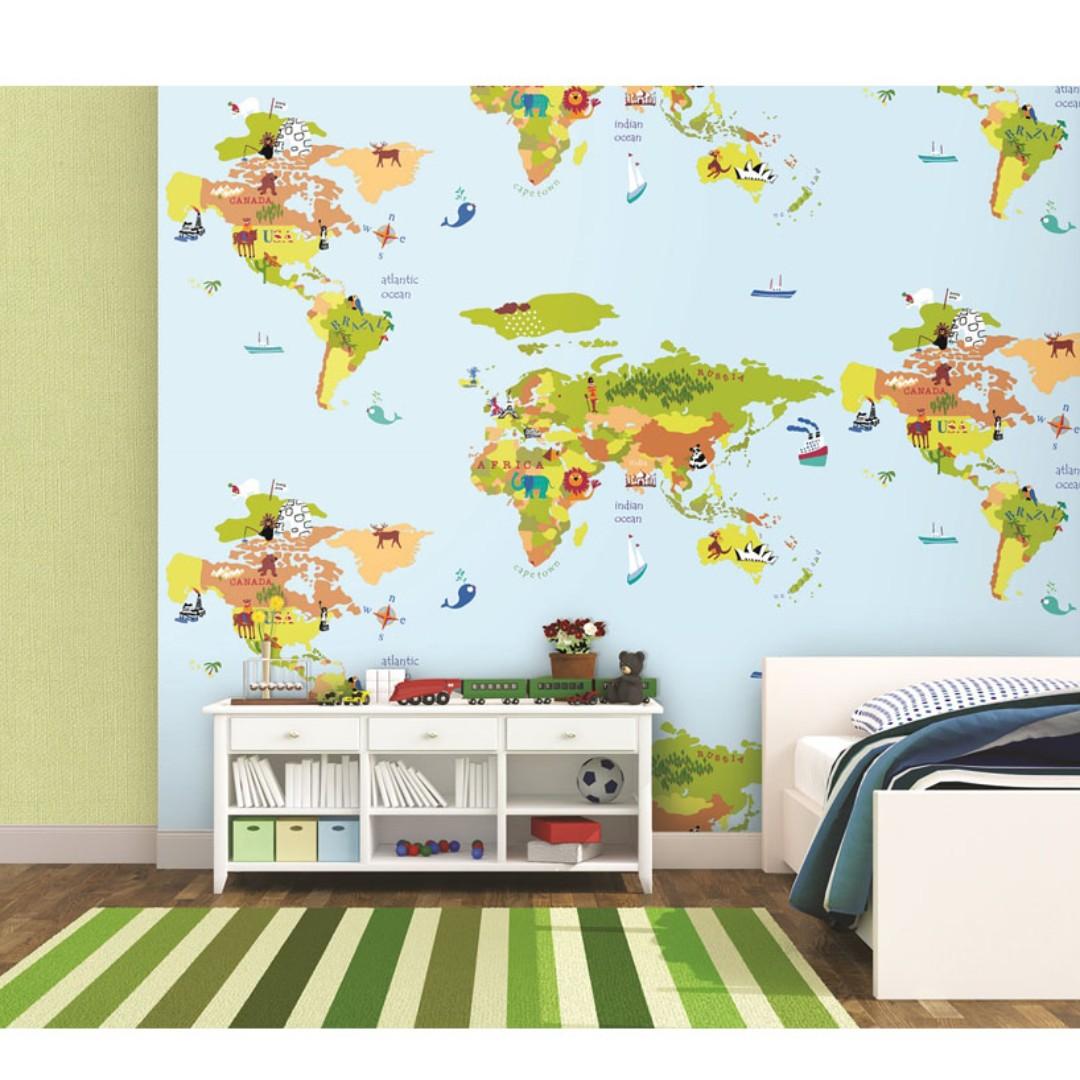 Korean Wallpaper Kids World Map Wallpaper Dream World A5055 1