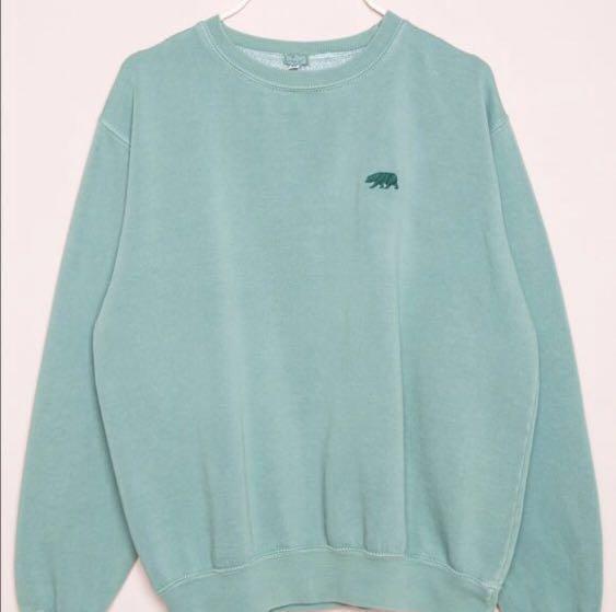 pending Brandy Melville CA Bear Erica Green Sweatshirt Women s Fashion Tops Other Tops on Carousell