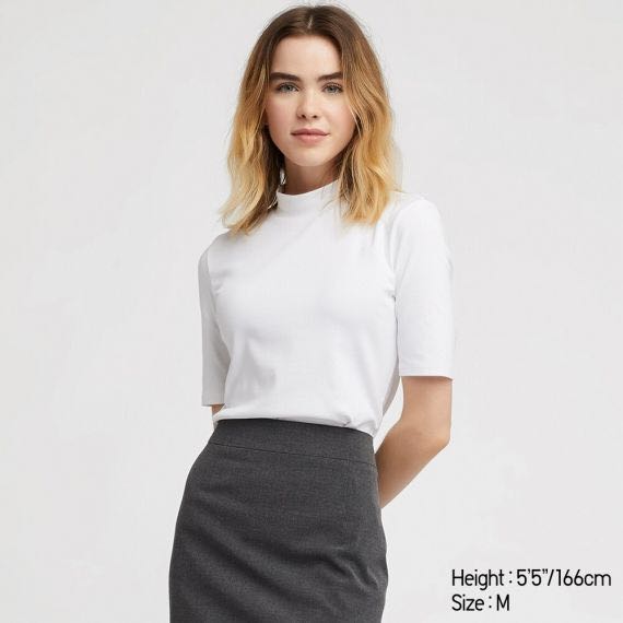 Uniqlo ribbed mock hotsell neck