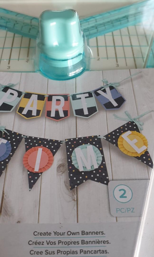 WRMK Banner Punch Board (Category: Craft Supplies & Tools) located in Pasig City. Submitted by spaceshift (Listing ID 228682795, Image 3). Description: STILL AVAILABLE ✨️ New, unopened, extra ✨️ Can be used for party, school fairs, store, sales, etc. Easy, convenient and produce same sizes ✨️ Create banners in over 30 different shapes and sizes like pennants, flags, crest banners ✨️ Approximately 1in (2.5cm) - 8.5in(21.6cms) ✨️ Bought from US, or