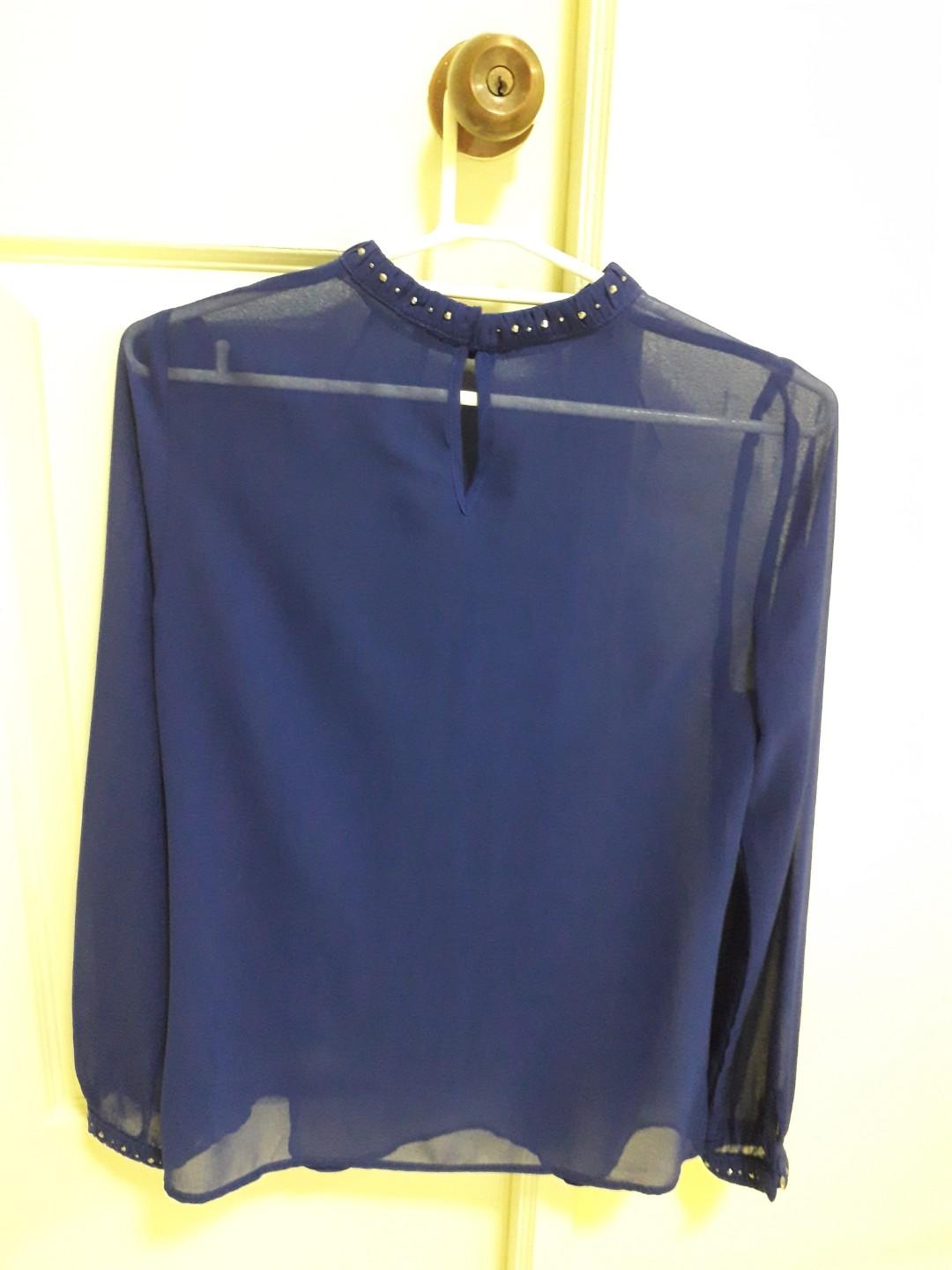 blue formal blouse