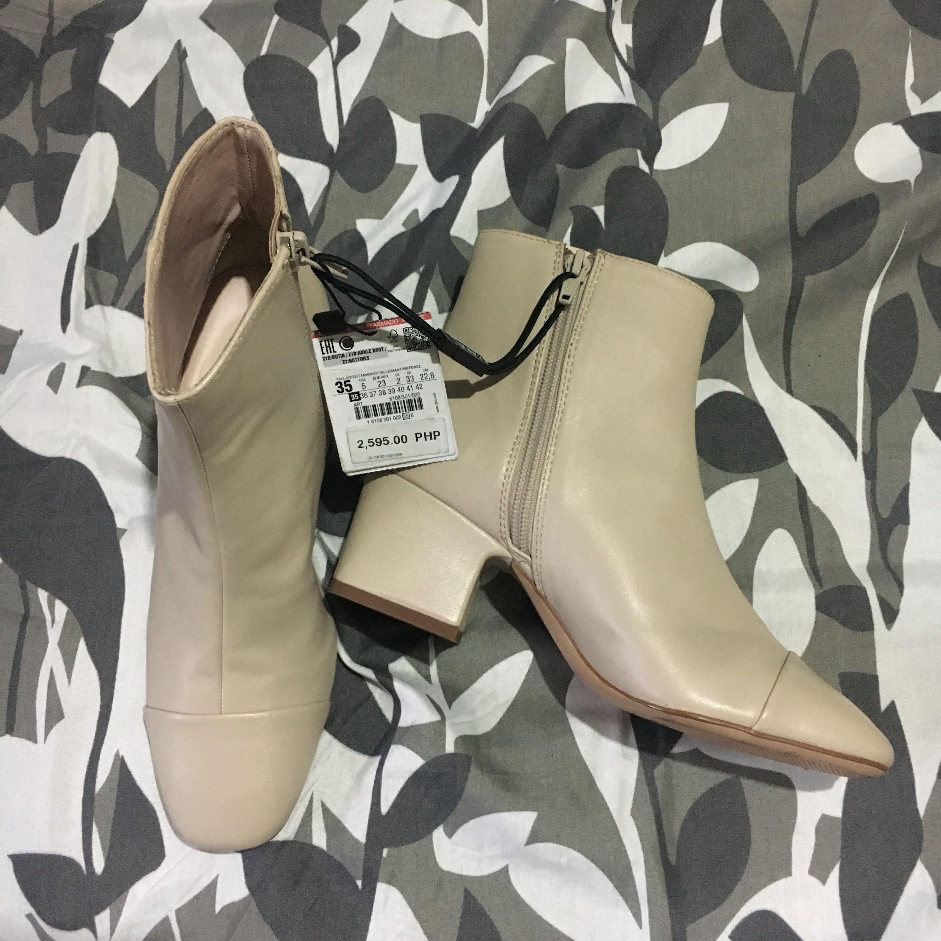Zara nude ankle boots, Women's Fashion