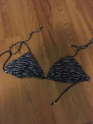 Blue zebra print bikini top