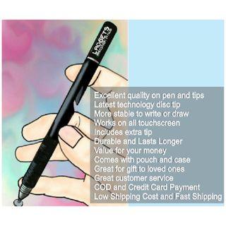 LADGETS EXECUTIVE 2 in 1 Fine Point Precision Capacitive Spring Disc Stylus Pen with Extra Tip and Fiber Tip