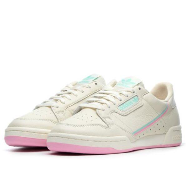 adidas originals continental 80 trainers in off white and mint green