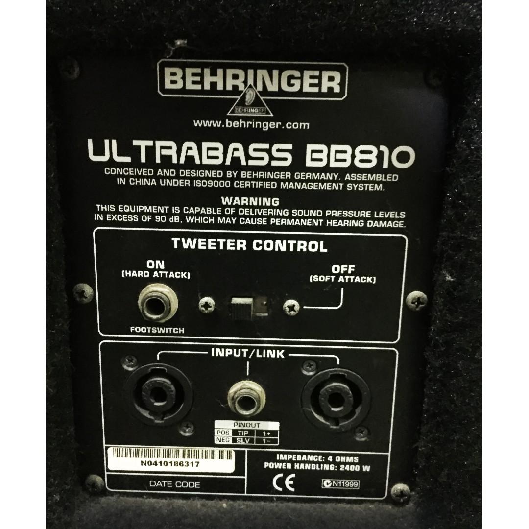 Behringer Ultrabass Bb810 Bass Speaker Cabinet Music Media