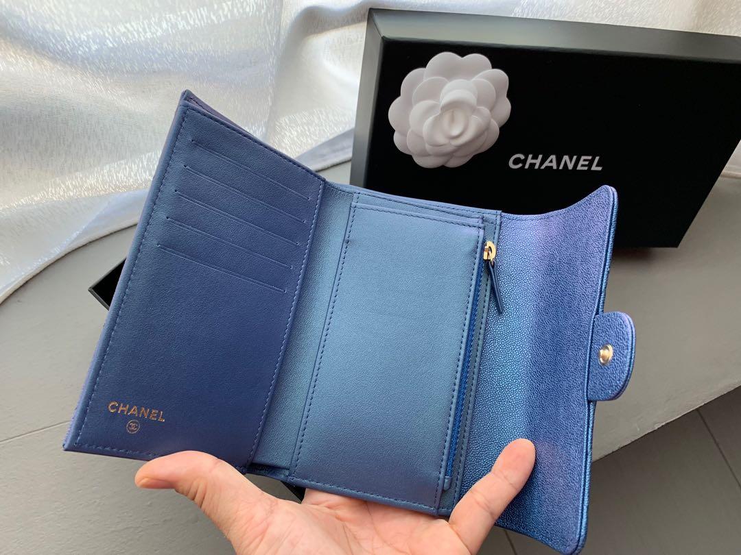 Chanel wallet (iridescent blue), Luxury, Bags & Wallets on Carousell