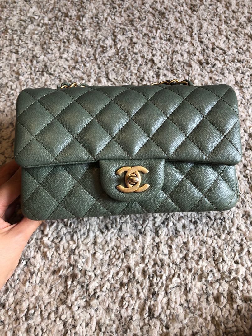 ?Chanel Iridescent Olive Green Mini Bag?, Luxury, Bags & Wallets on  Carousell