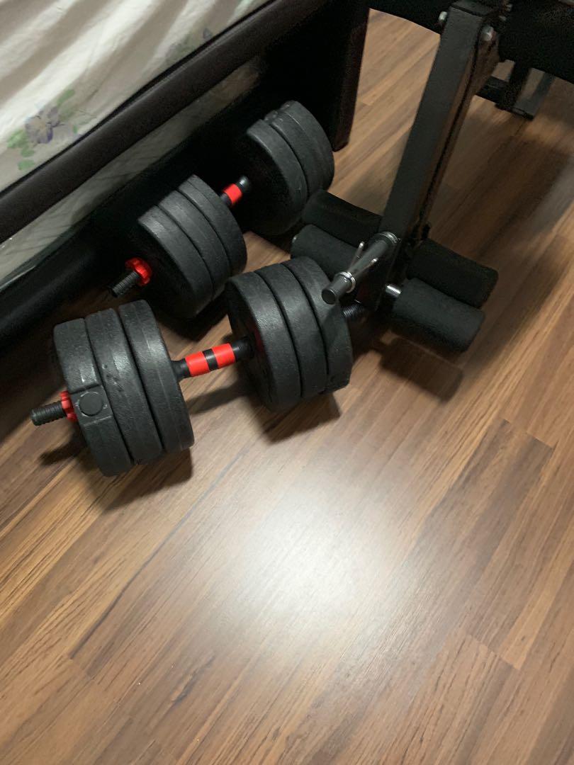 Dumbbell and Bench, Sports Equipment, Exercise & Fitness, Weights