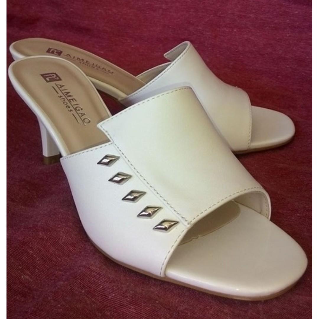 2-inch Heel Elegant White Step-In, Women's Fashion, Footwear, Shoe ...
