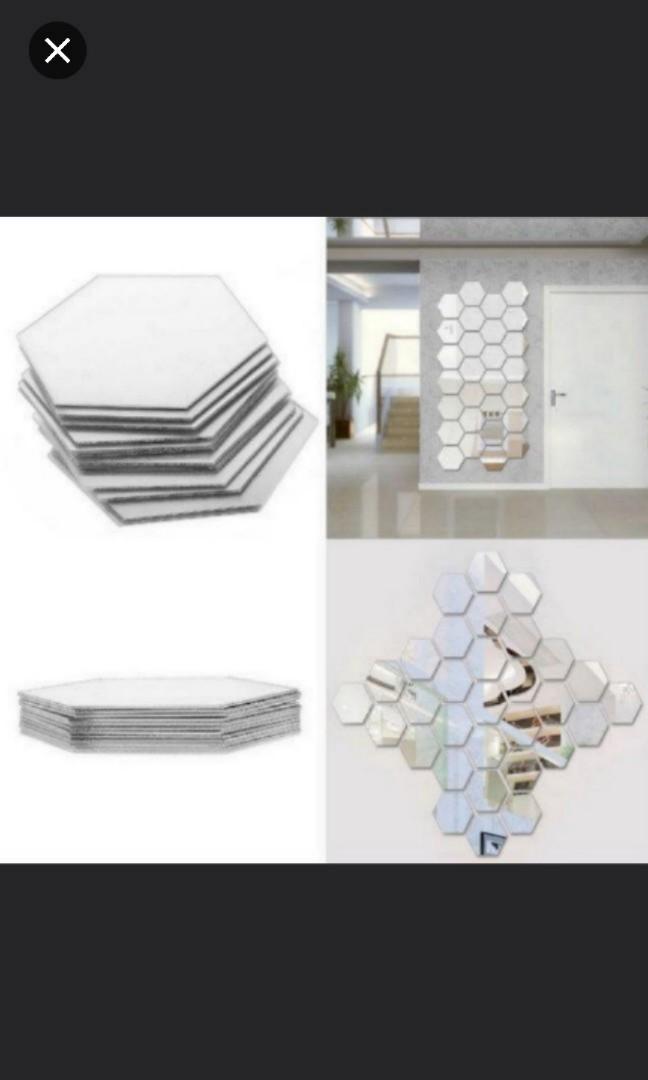 Hexagon Mirror Stickers Mirror Wall Stickers Hari Raya Decor