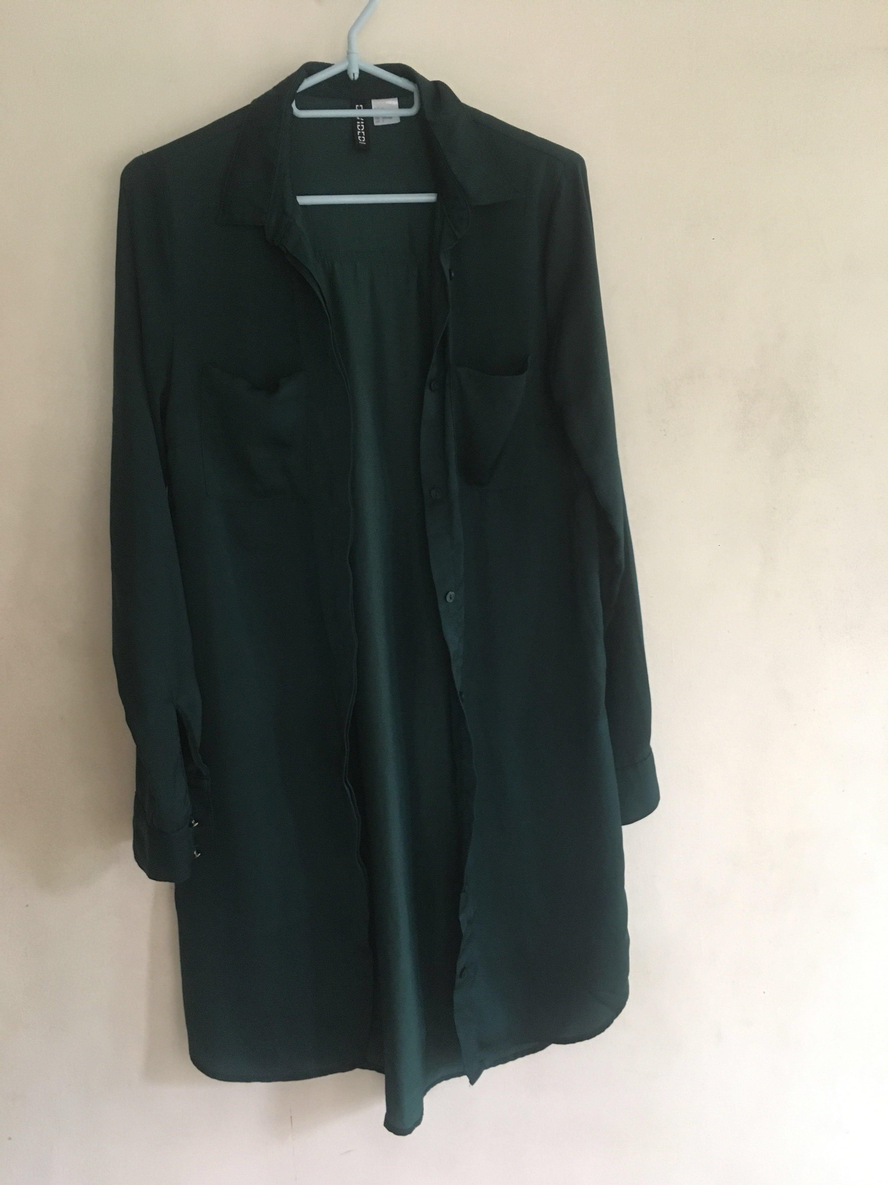 h&m green shirt dress