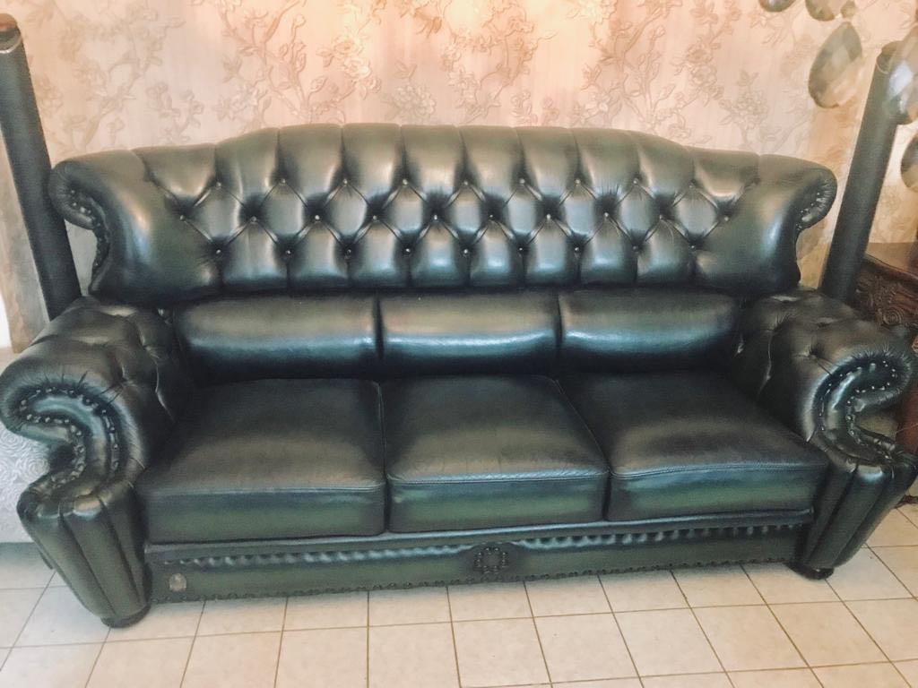 Kursi Sofa Kulit Asli Chesterfield