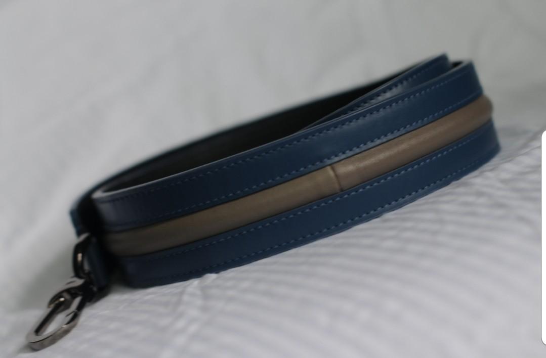 Longchamp Bag Strap (Category: Hair Accessories) located in Quezon City. Submitted by iguechi (Listing ID 228842946, Image 2). Description: Color: blue and grey Hardware: gunmetal Length including hardware: 44 in. Purchased in London Accepts bdo, bpi or metrobank payment only #carousweldo2.