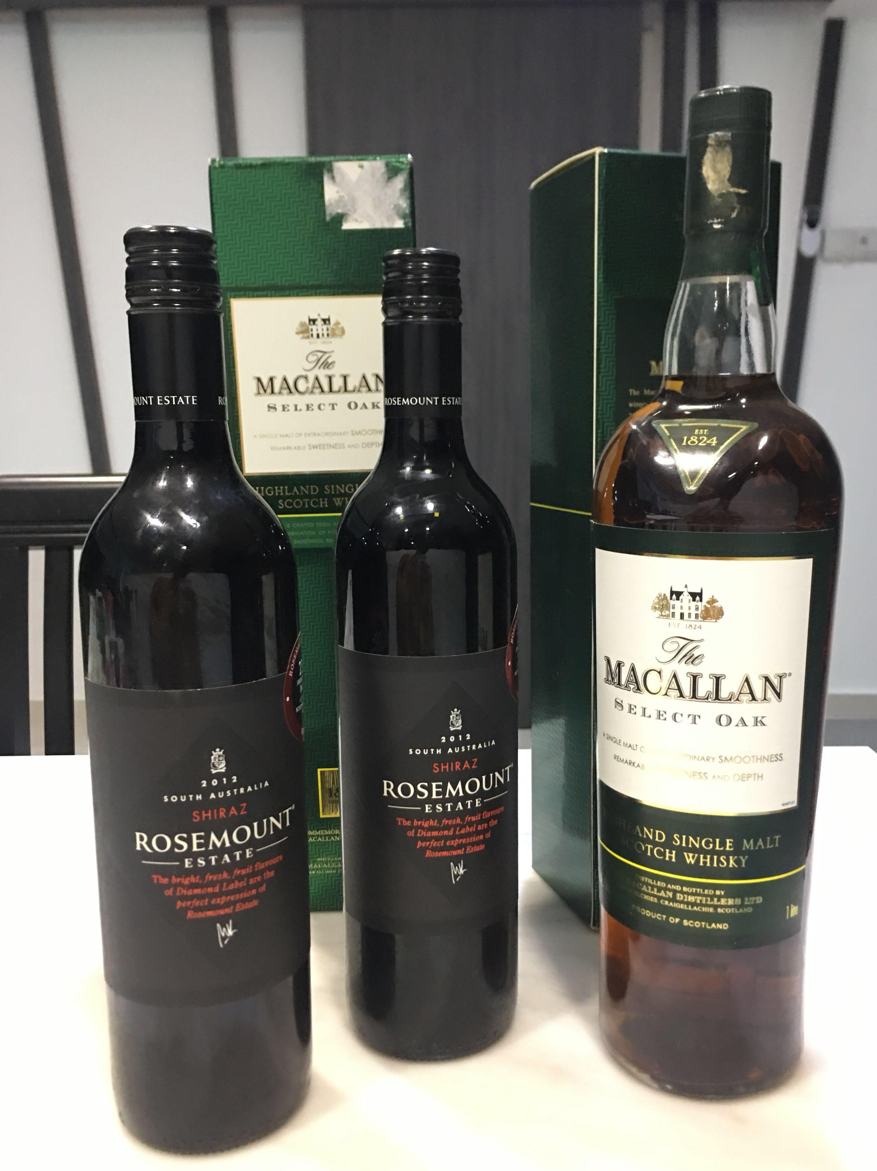 Macallan Select Oak Whisky 1l Rosemount Estate Shiraz Food Drinks Beverages On Carousell