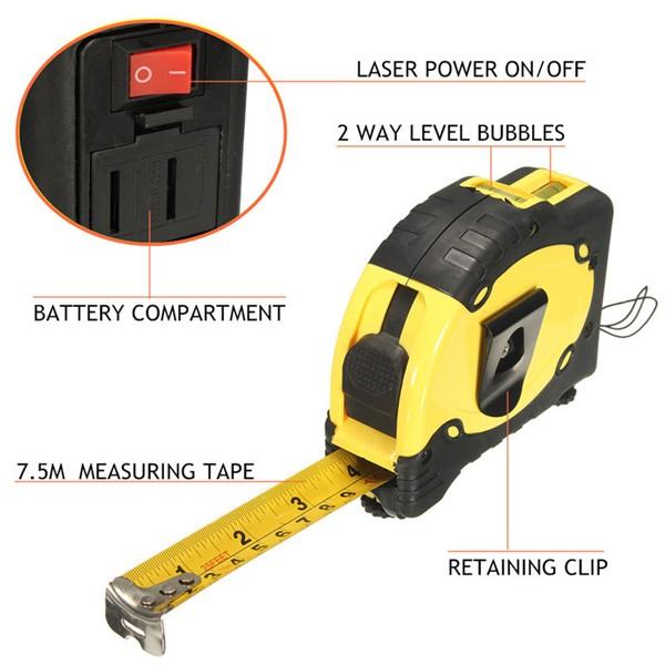 Laser level and tape measure clearance