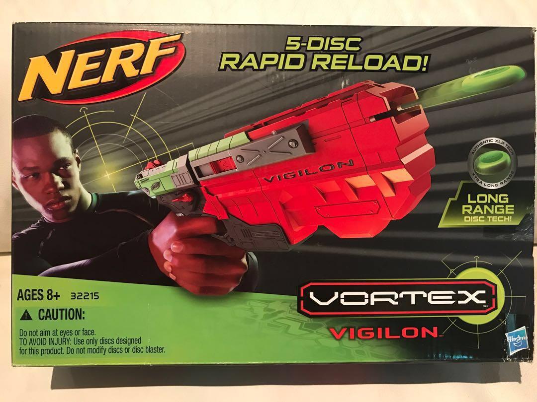 NERF Vortex Vigilon 5disc Rapid Reload Blaster Red White 32215 Hasbro for sale online 