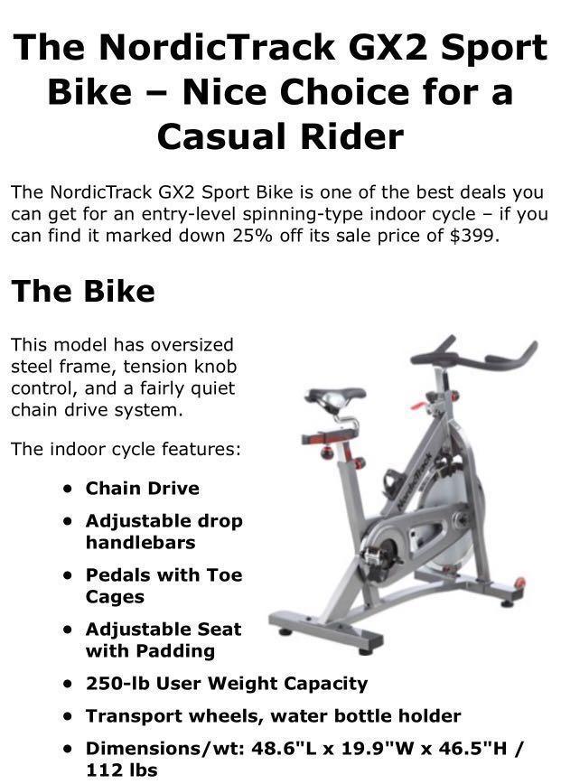 Nordictrack gx2 shop sport bike