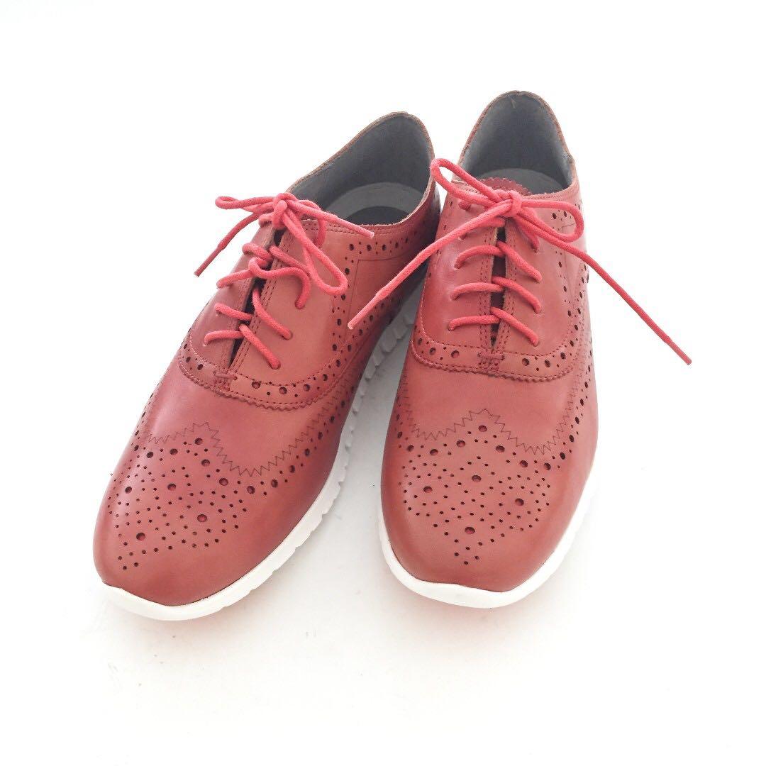 NWB COLE HAAN Zerogrand Women s Wing Tip Oxfords Cranberry Red W00944 US 8C