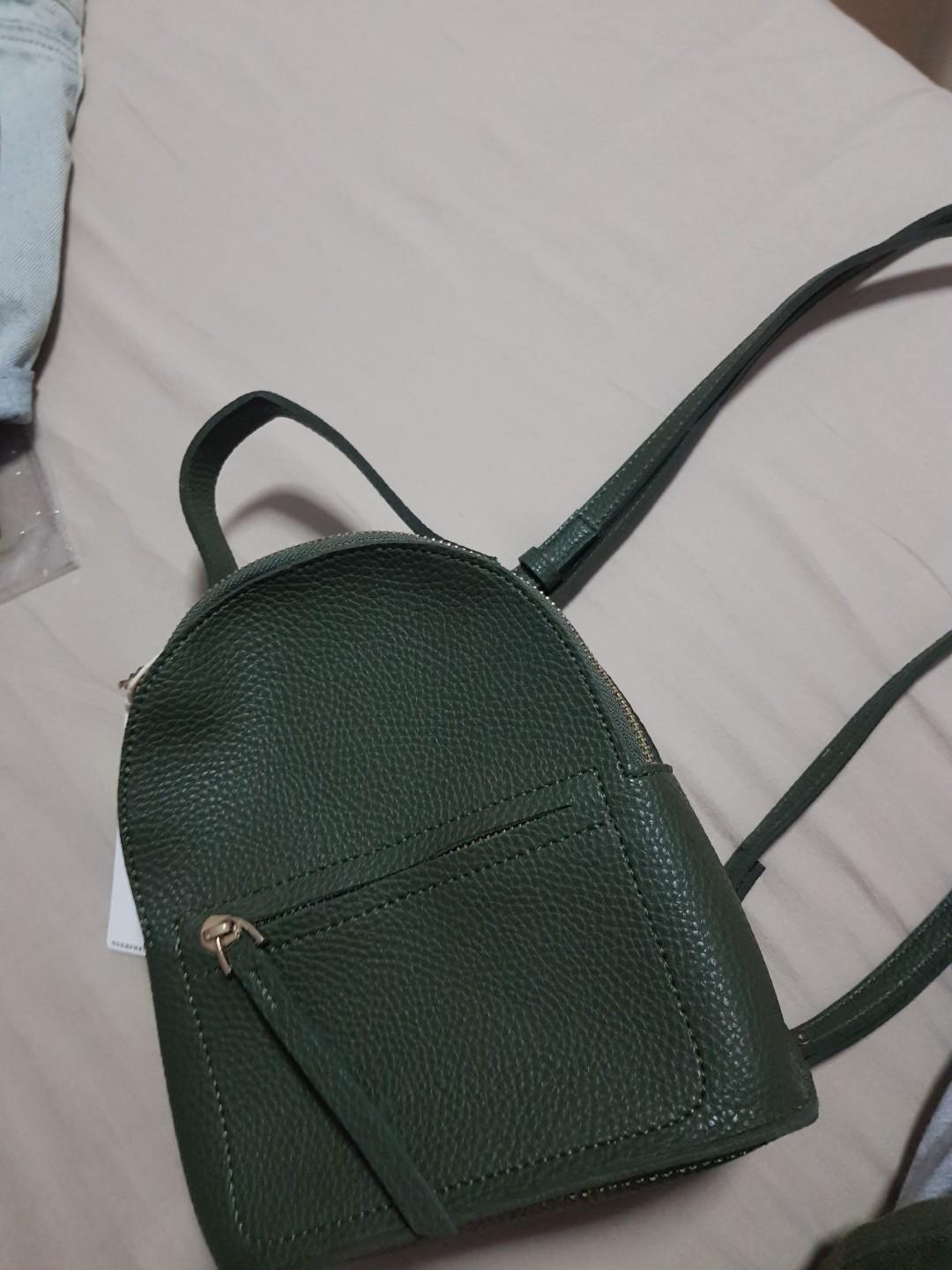 olive green mini backpack