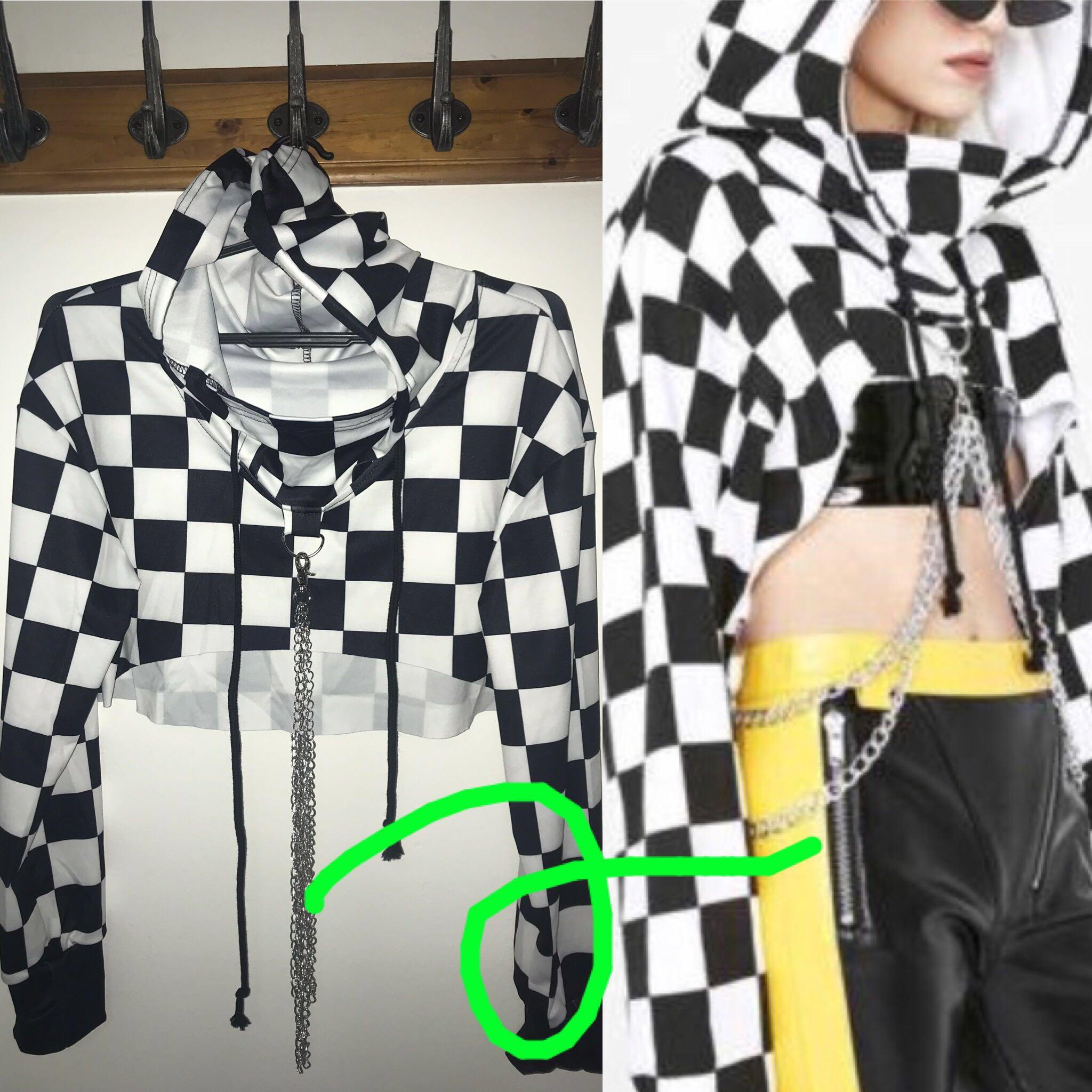 Checkered cropped best sale hoodie