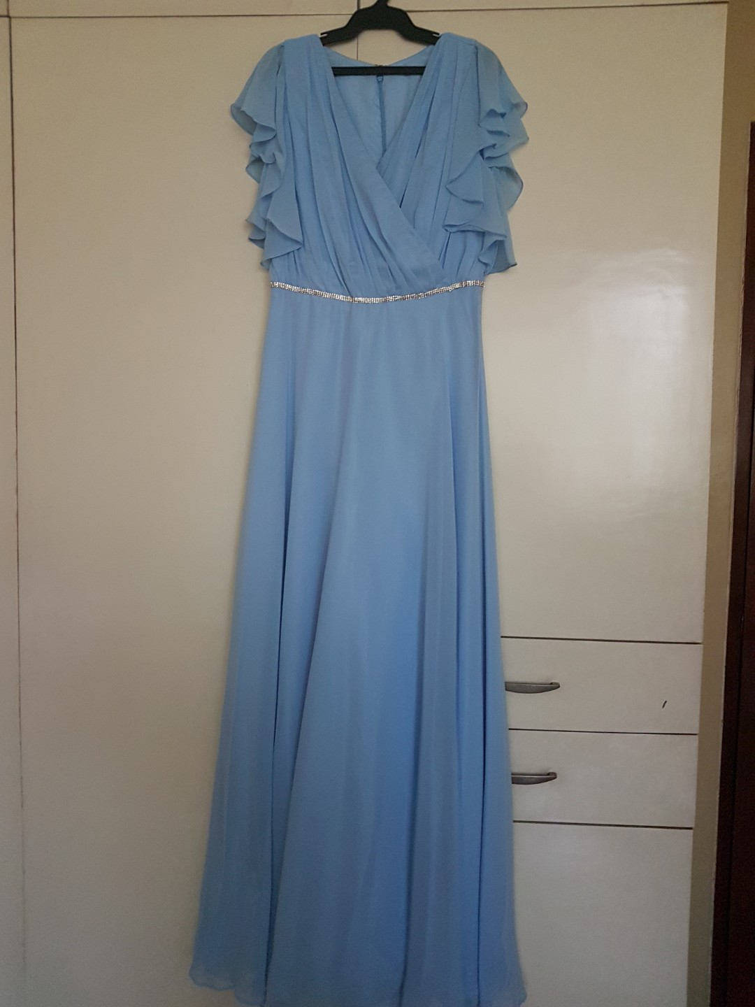 powder blue long dress