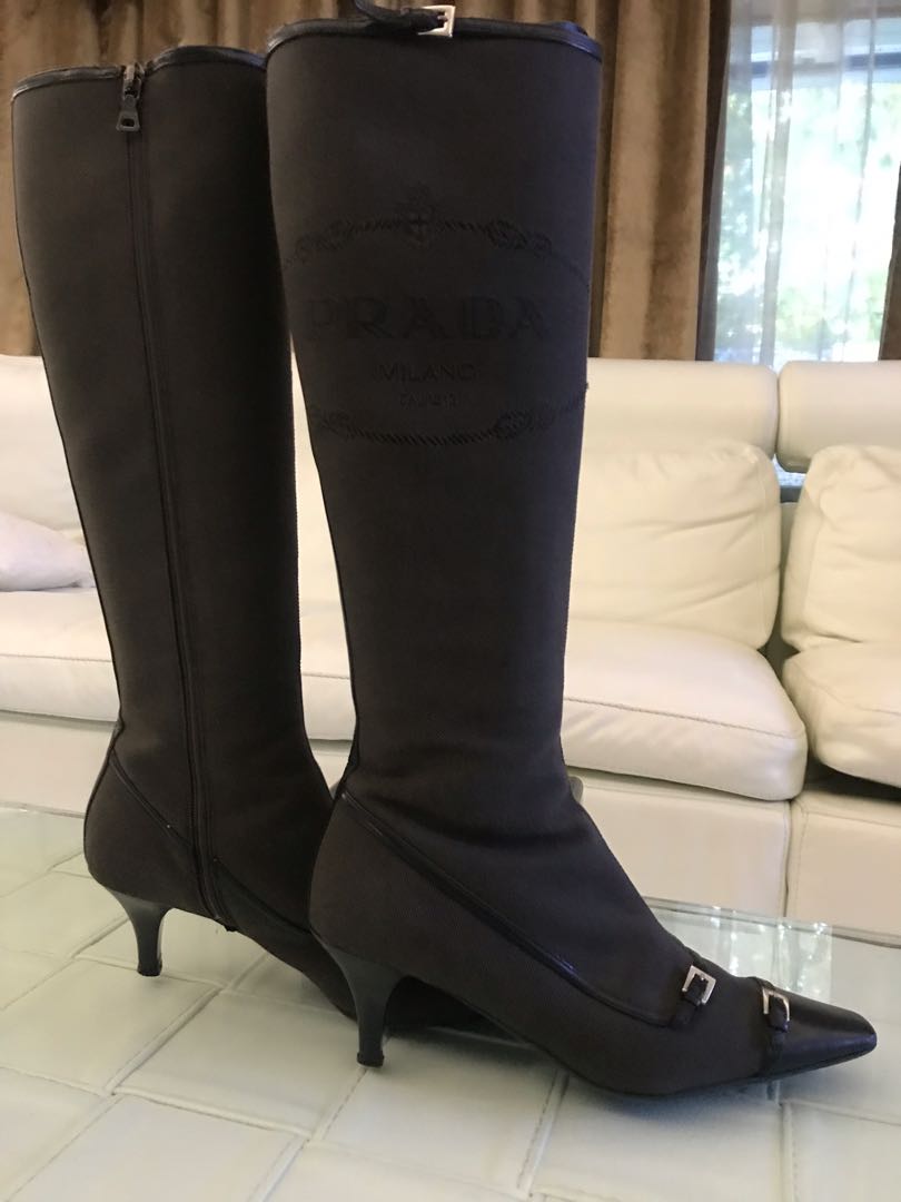 dark green knee high boots